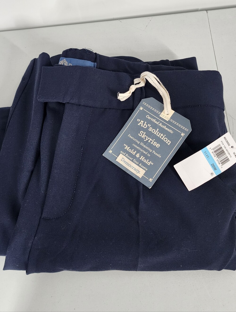 NEW Democracy Size 20W Navy Blue Plus Ab Solution Skyrise Pants Stretch Slimming